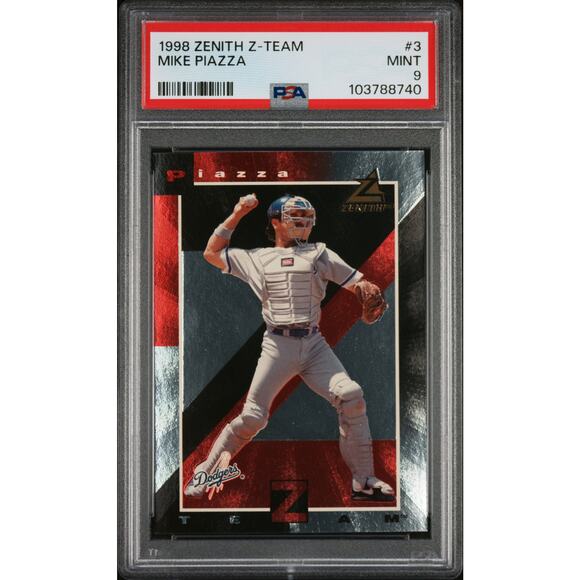 1998 Zenith Z-Team #3 Mike Piazza PSA 9 Mint Los Angeles Dodgers - Pop 2 - Picture 1 of 4